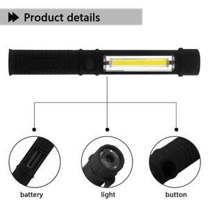 Free DHL COB LED Work Light Repair Mini Flashlight with Magnetic Base and Clip Multifunction Maintenance Torch lamp for Camping