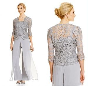 Mother of the Bride Suits with Lace Jacket Chiffon Formal Mothers Outfit Special Occasion Mother's Garment
