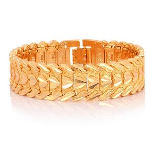 Casal de atacado- coração pulseira de ouro 18k / platinadas Chunky Chain Link pulseira linda Bangles moda jóias presente para o amor