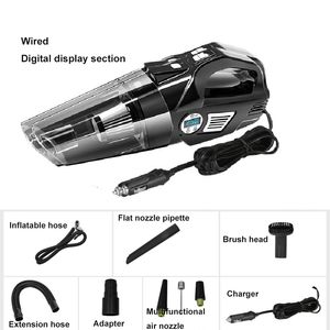 4 in 1 Handheld Car Vacuum Cleaner Multifunction Tire Inflator LED Light Tire Pressure Measure Vacuum Cleaner For Car