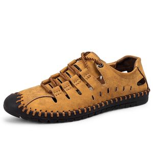 för sandaler män läder äkta män sommar våren affär casual skor man utomhus strand sandal romersk vatten sko plus size747