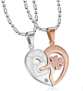 2020 New Couples stainless steel enamel pink double heart necklace T necklace female short18k gold titanium steel necklace pendant for woman