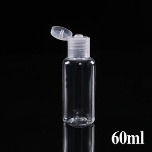 garrafa de plástico 60 ml de PET com cápsula garrafa forma redonda transparente para a composição removedor de mão descartável LX1846 gel higienizador