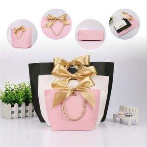 5 Colors Paper Gift Bag Boutique Clothes Packaging Shopping Bags for Birthday Present Wrap with Handle