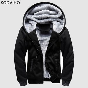 Mäns Hoodies Sweatshirts Winter Mens Casual Svart Sweatshirt Män Solid Jackor Plus Storlek Velvet Fleece Coats Tjock varm termisk hoody Spo