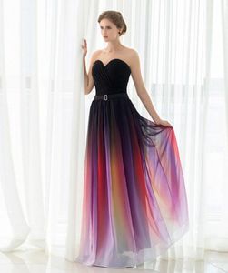 Elie Saab Evening Prom Dresses Belt Backless Gradient Color Black Chiffon Formal Eccase Party Gowns Real Photos Plus Size Sexy HY4249