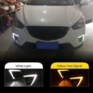 2Pcs Turn Signal style Relay 12V led car drl daytime running lights with fog lamp hole for Mazda cx-5 cx5 cx 5 2012 2013 2014 2015 2016