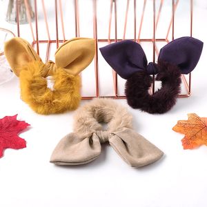 Scrunchie Fascia elastica Scrunchies Donne Ragazze Orecchie di coniglio elastiche Fiocco Fasce per capelli Accessori Pelliccia sintetica Copricapo Copricapo 20 pezzi 1022D