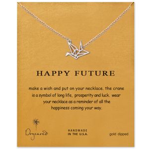 Alloy Clavicle Paper Necklace Fashion Lady Retro Paper Crane Unicorn Anchor Pendant Clavicle Chain Necklace - Gold and Silver