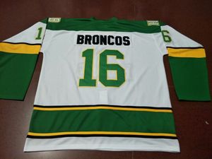 Men Vintage #16 Humboldt Broncos White Hockey Jersey custom any name number