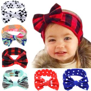 9 Styles Newborn Flowers Plaid Dot Print Floral Bow Elastic Hair band Girls Turban Knot Headbands Children Headwear Baby Accessories M1507