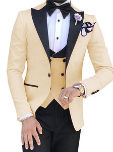 Новые One Button Groomsmen Пик нагрудного Свадебный Groom Tuxedos Мужские костюмы венчание / Prom / ужин Best Man Blazer (куртка + Tie + Vest + брюки) +989