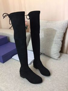 Classic European Style Woman Shoes, Ladies'shoes, High Boots, Sexiga Stövlar Stitching Low Heel Real Leather Sexy Boots, Huahui