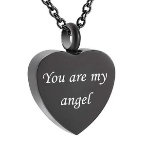 black Heart Pendant Cremation Urn Necklace for Ashes Keepsake Stainless Steel Cremation Jewelry