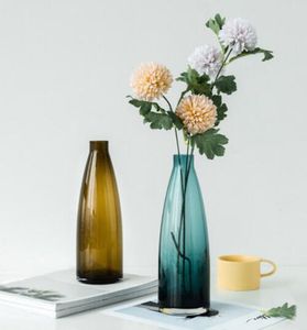 Modern Minimalistisk Färgrik Glas Vase Skrivbord Kreativ Restaurang Vardagsrum Kaffebord Sovrum Personlighet Blommarrangemang Torkat Flöde