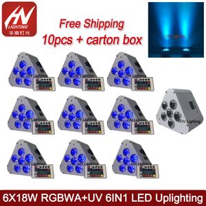 10pcs DJ prolight par50 lights 6x18w RGBWA UV 6in1 wireless LED uplight rechargeable battery power par can wedding uplighting effect stage light