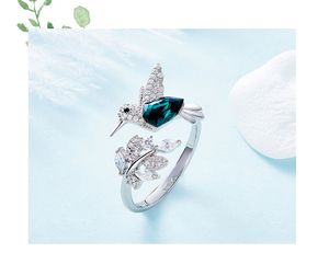 Fashion- new Shi huabu stone series European and American dollar exaggerated large ring bird - shaped silver ring