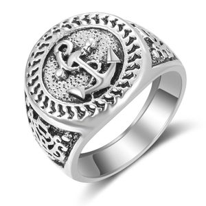 Herren-Ruder- und Anker-Ring, kaltschwarz, Edelstahl-Schmuck, neuer Punk-Vintage-Modeschmuck höchster Qualität