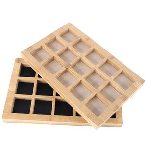 Natural bamboo wood jewelry display stand ring earrings beaded beads pendant jewelry storage tray brooch trinkets holder tray