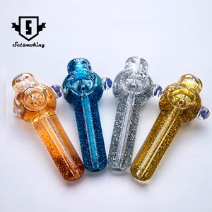 Rauchzubehör Glaspfeife mit flüssigem Glycerin im Inneren Mini Small Bowl Pfeifentabak Handpyrex bunter Löffel Dab Rig 211