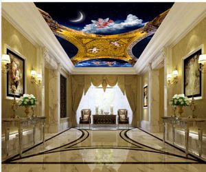 Custom Photo Angel Night 3D European Ceiling Ceiling Mural Paintings Living Room Ceiling Wallpaper Papel Pintado Pared