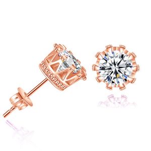 Partihandel-Örhängen Naturliga kristall Zircon Sterling Studs Guld Silver Koreansk Round Crown Ear Nails Smycken för Kvinnor Män Örhängen