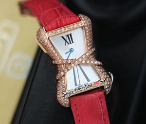 High Jewelry Libre WJ306014 Diamond Enlacee Schweizer Quarz Damen Damenuhr Roségold Weiß MOP Zifferblatt Schwarzes Lederarmband Puretime2261