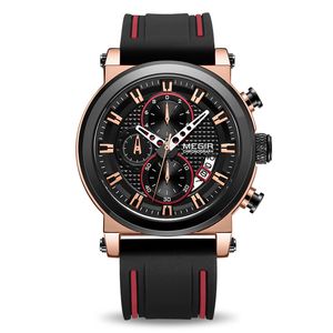 Megir luksusowa marka kwarcowa zegarek dla mężczyzn Big Dial Sport Men Watches Chronograph Nagar