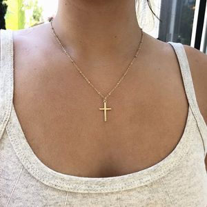 Nuovo arrivo collana pendente croce Collier Femme oro argento colore croce collana girocollo gioielli collare XL226