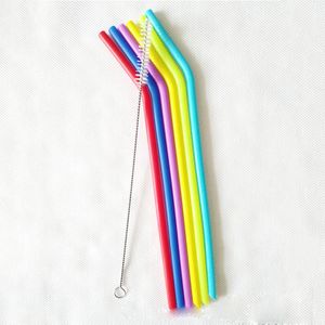 Canudos de silicone coloridos 25cm dobrados para bar, canudos de silicone de qualidade alimentar, reutilizáveis, ferramentas ecológicas para beber fmt2124