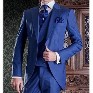 Bello One Button Groomsmen picco risvolto smoking dello sposo abiti da uomo matrimonio / ballo di fine anno / cena giacca da uomo migliore (giacca + pantaloni + cravatta + gilet) 907