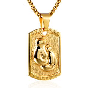 Creative Men Boxing Glove Weird Necklace & Pendants Stainless Steel Dog Tag Fashion Trendy Necklaces Hip Hop Jewelry