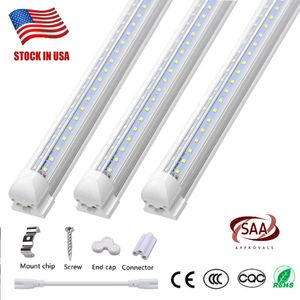 Stock in US V-Shaped Integrate T8 LED Tube 2 4 8 Feet LED Fluorescent Lamp 8ft 4ft 4rows LED Light Tubes Cooler Door Lighting