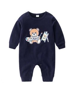 2020 Spring Autumn Newborn Baby Clothes Toddler Rompers Baby Boys Girls Suit Cute Cartoon Bear Jumpsuit Cotton Infant Outfit Kids Clothing