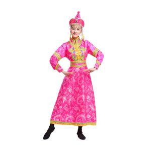 Монгольская Повседневной Повседневной халата женщина китайской одежды меньшинства Монголия народного танец Женская Особенной костюм танец одежда леди