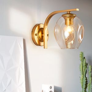 Lampade da parete moderne a LED nordiche Sfera di vetro Specchio da bagno Comodino Scala American Retro Light Sconce Apparecchi di illuminazione per interni