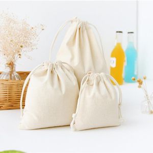 DIY Travel Cotton Linen Drawstring Storage Sundries Small Beam Rope Pouches Handmade Candy Gift Bag Kids Toys Organizer