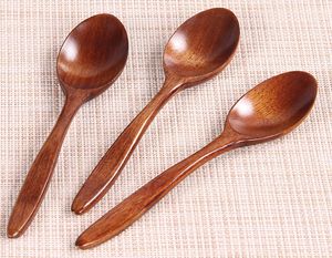 Cucchiaio di legno Cucchiaio per mescolare il caffè Protezione ambientale vecchia vernice cucchiai commestibili Cucina domestica Sala da pranzo Strumento per bar 18 cm HH9-2109