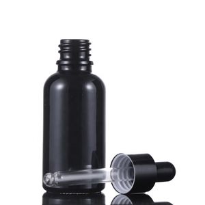 Günstiger Preis 10 ml 15 ml 20 ml 30 ml 50 ml 100 ml Schwarze Glasflaschen leere Öl -Tropfen -Flaschen mit schwarzer Kappe zum Verkauf