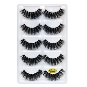 Wholesale 3D Mink False Eyelashes 5 Pairs of Soft Natural Long Thick Crisscross Winged Lashes G800 No Fall Off Coloris Makeup Beauty Individual Lash