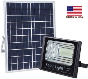 Solar luz LED Spotlight 20W / 40W / 60W / 100W / 120W / 200W Super Bright Solar Painel Projector IP67 lâmpada de rua com controle remoto