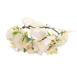 Bridal Flower Crown Wreath Barnflickor Stereo Simulering Blommor Huvudbonad Tillbehör Handgjorda Rattan Vävning Princess Garlands S233