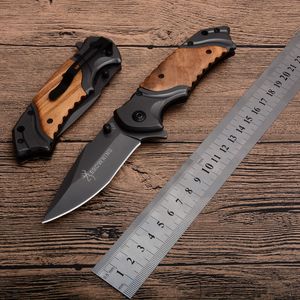 Browning Knife X49 Fast Open Tactical Folding Knife 5Cr15Mov 57HRC Titanium Wood Handle Hunting Survival Pocket Knife Multi Uses Outdoor Blades