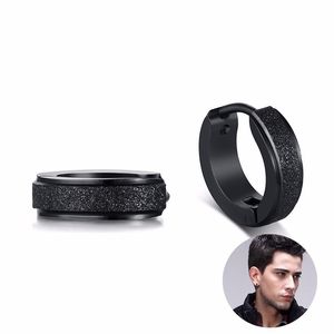 Pair of Black Stainless Steel Hoop Earrings for Men Small Earings Punk Hip Hop Male Women Jewelry