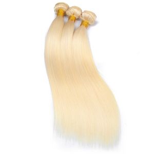 Capelli umani peruviani non trattati Capelli Remy Tre pacchi Biondo da 10-32 pollici 613# Doppie trame 613 Prodotti per capelli colorati