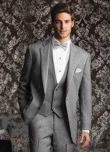 Clássico Noivo Smoking Luz Cinza Groomsmen Mens Vestido De Casamento de Alta Qualidade Homem Jaqueta Blazer 3 Peça Terno (Jacket + Pants + colete + Gravata) 1666