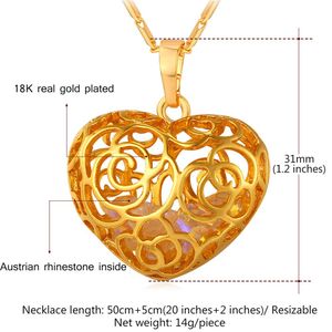 Fashion-Trendy Flower Hollow Pendant Halsband Partihandel Platina / 18K Real Gold Plated Crystal Stone Women Heart Smycken Present P800