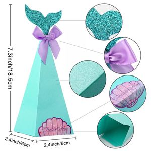 Mermaid Favor Kutusu Doğum Günü Partisi Süslemeleri DIY Kağıt Kutusu Bebek Duş Erkek Kız Küçük Denizkızı Şeker Kutuları