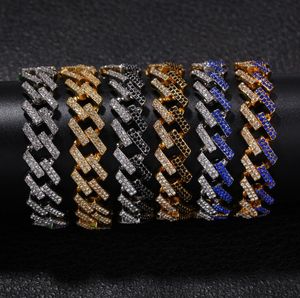 15mm Cuban chain 18K gold silver full Diamond Men's bracelet hip-hop rap DJ jewelry bracelet fashion accessories wholesale