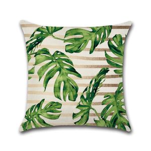 45*45cm Fashion Green Leaves Printing Throw Pillow Cover Without Filling Inner Polyester Decorative Pillowcases Kussensloop Pillow Case